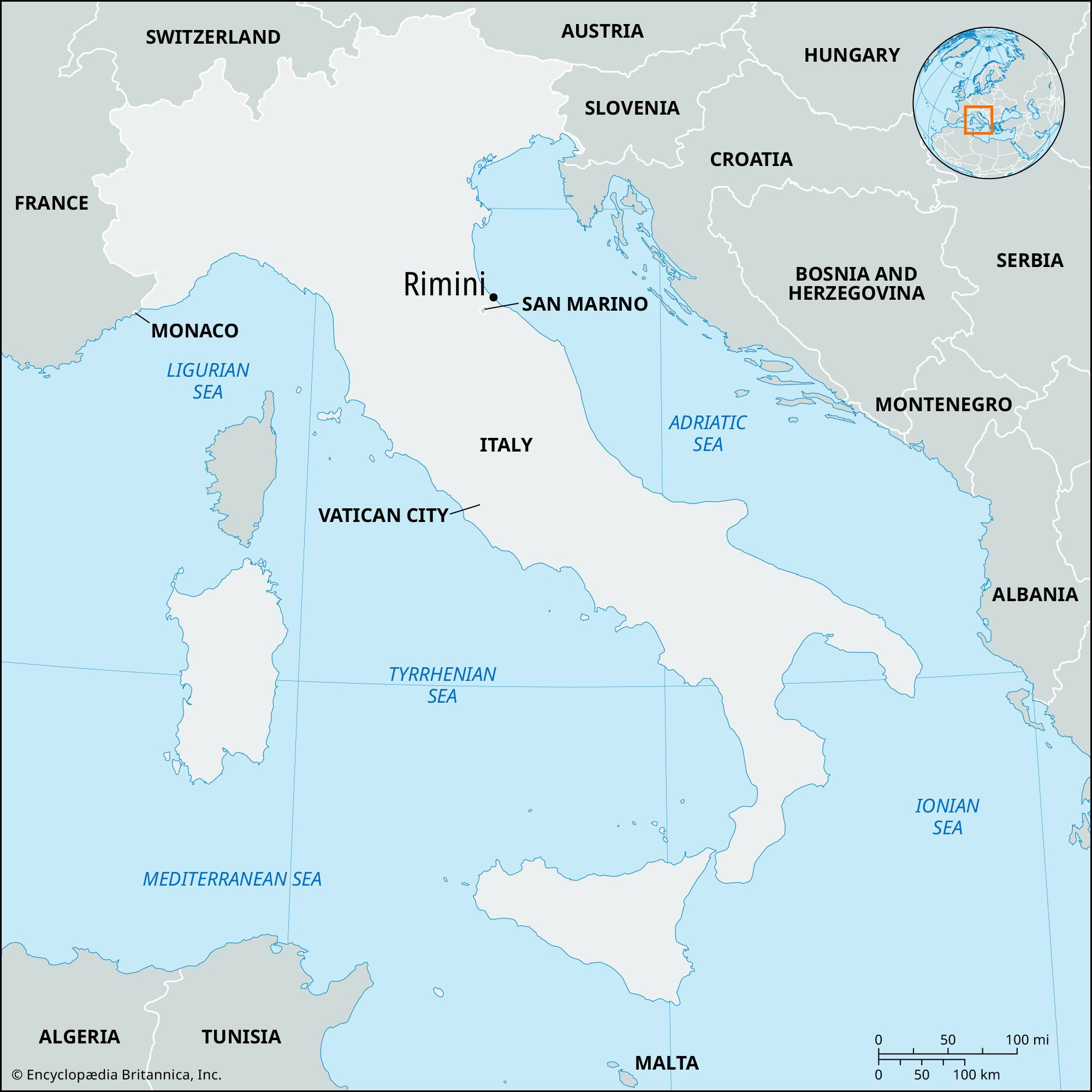 Rimini | Italy, Map, &amp;amp; History | Britannica throughout Map of Rimini Region Italy