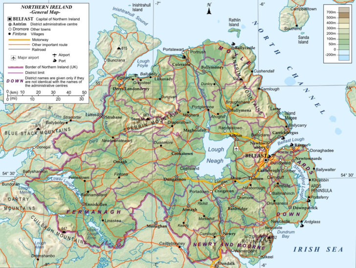 Road Map of Ireland and Northern Ireland