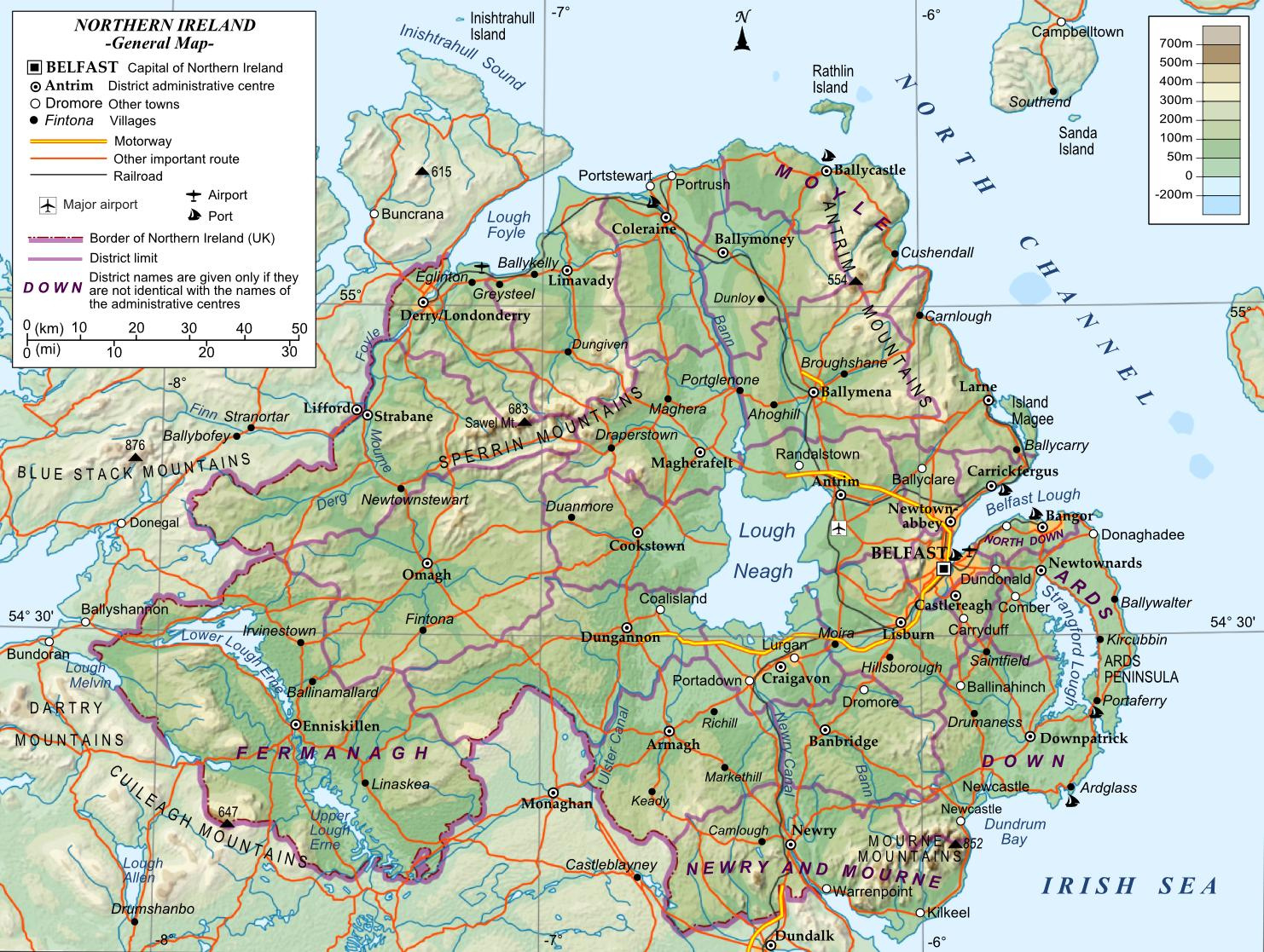 Road Map Of Northern Ireland - Street Map Northern Ireland within Driving Map of Northern Ireland