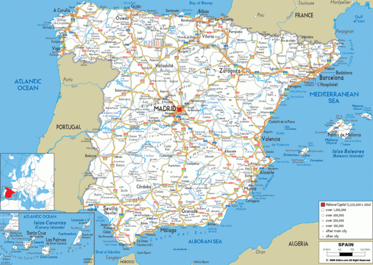 Free Road Map of Spain and Portugal
