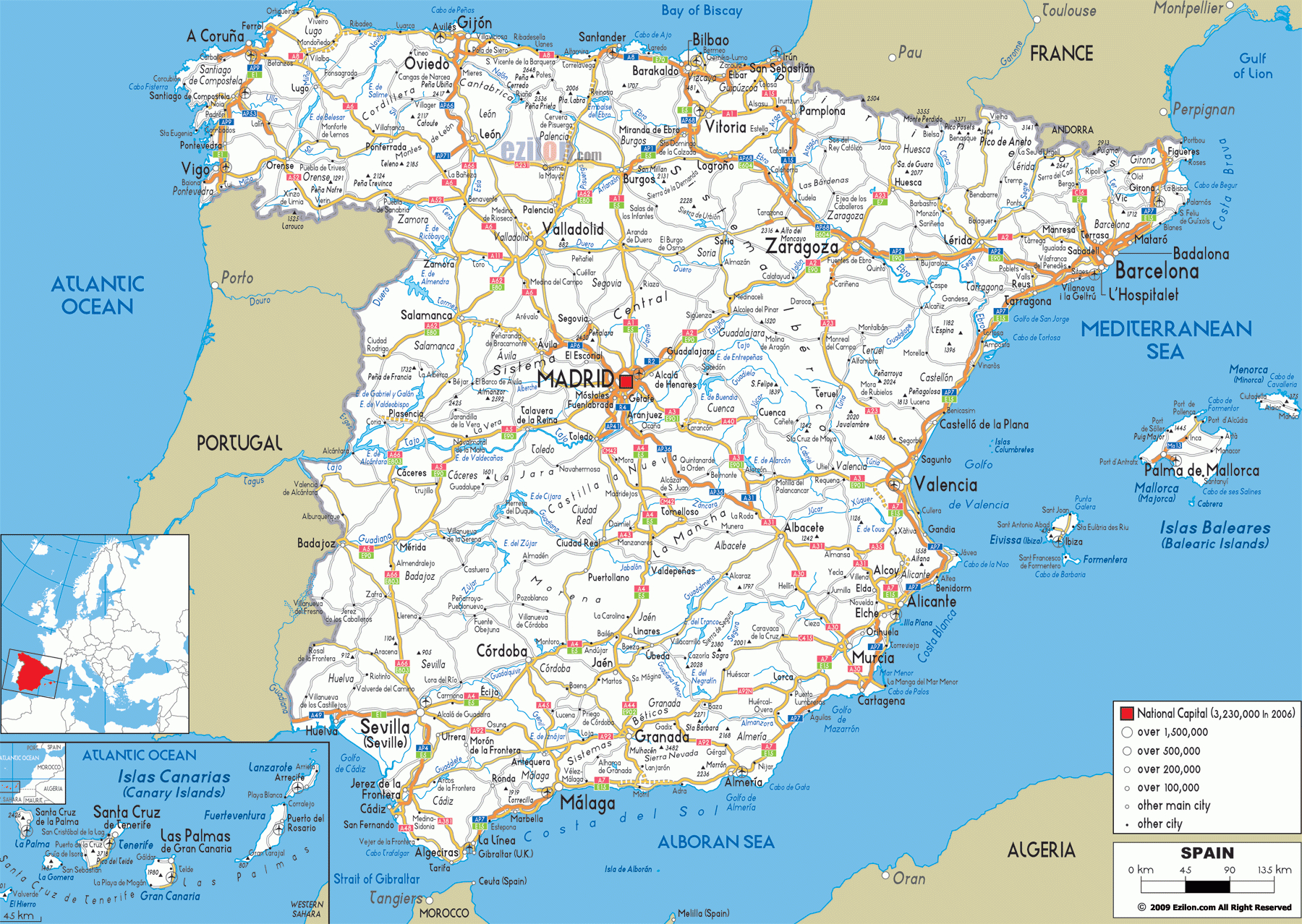 Road Map Of Spain Â€“ Complete Highway, Route &amp;amp; City Connection regarding Free Road Map of Spain and Portugal