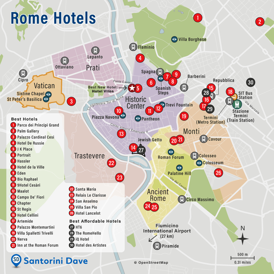 Rome Hotel Map inside Map Of Hotels In Rome Italy