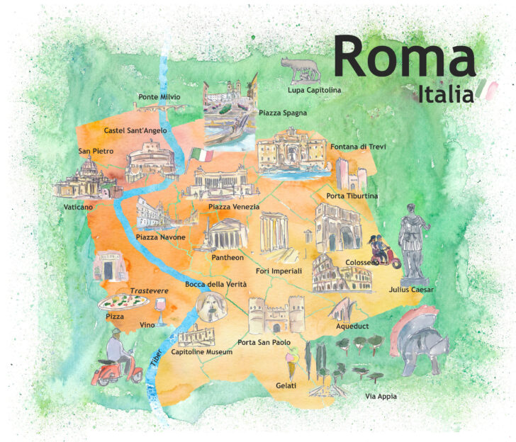 Map of Rome Italy with Tourist Attractions
