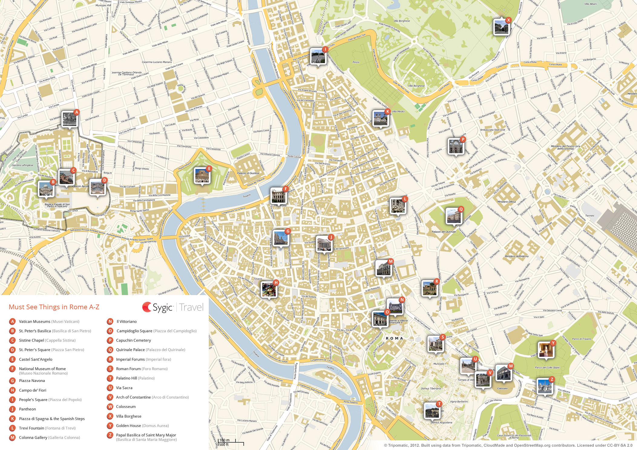 Rome Printable Tourist Map | Tripomatic regarding Map Of Rome Italy With Attractions