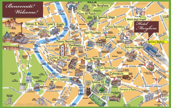 Tourist Map of Rome Italy
