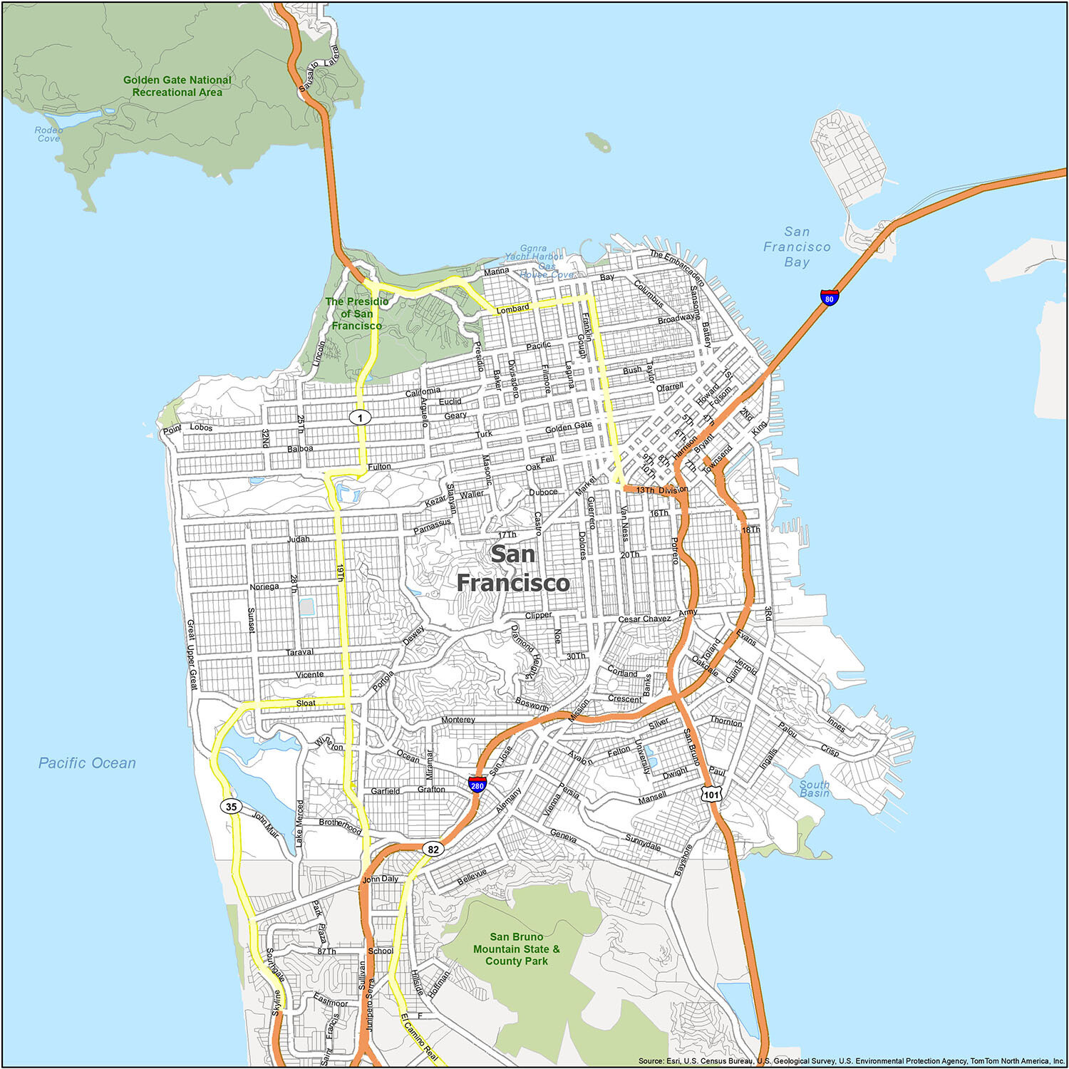 San Francisco Map, California - Gis Geography inside Printable Map Of San Francisco Bay Area