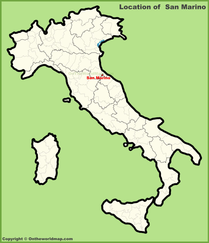 San Marino on Map of Italy