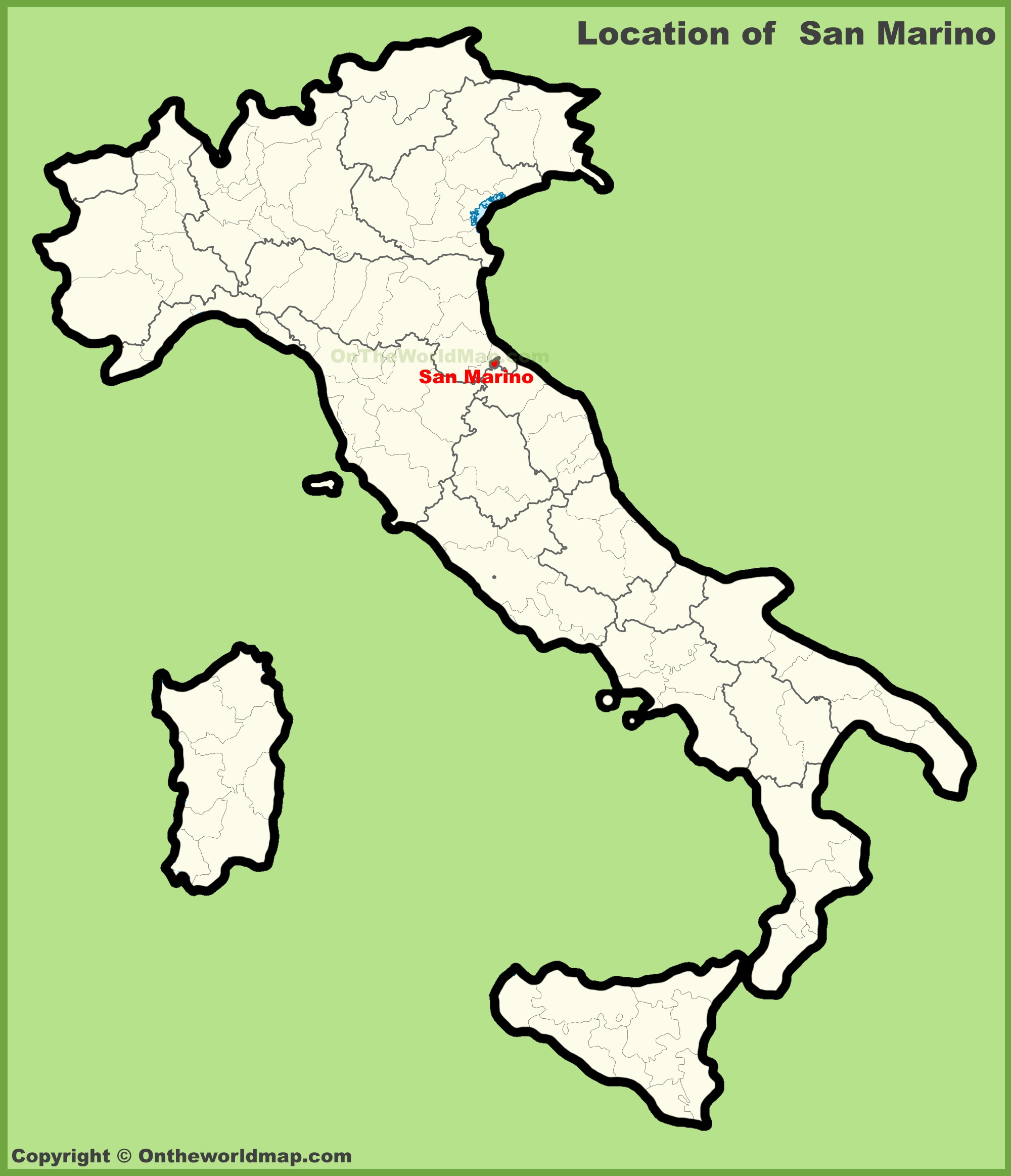 San Marino Location On The Map Of Italy - Ontheworldmap throughout San Marino on Map of Italy