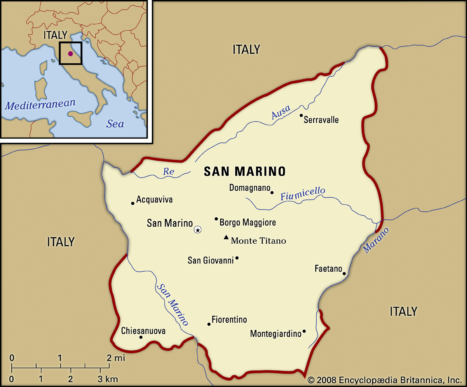 San Marino | Population, Italy, Flag, Map, Capital, &amp;amp; Government for San Marino on Map of Italy