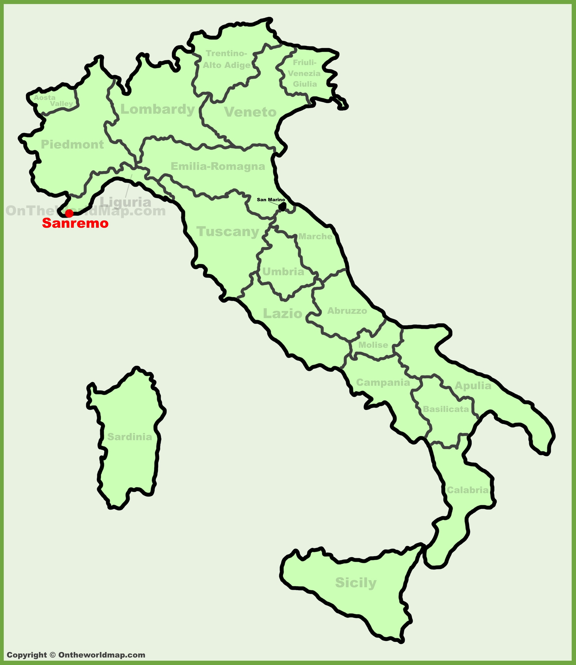 Sanremo Location On The Italy Map - Ontheworldmap intended for Map of San Remo Italy