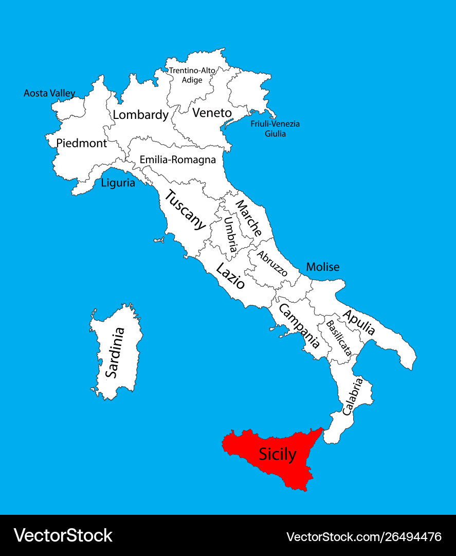 Sicily Italy Province Map Royalty Free Vector Image intended for Map of Italy and Sicily