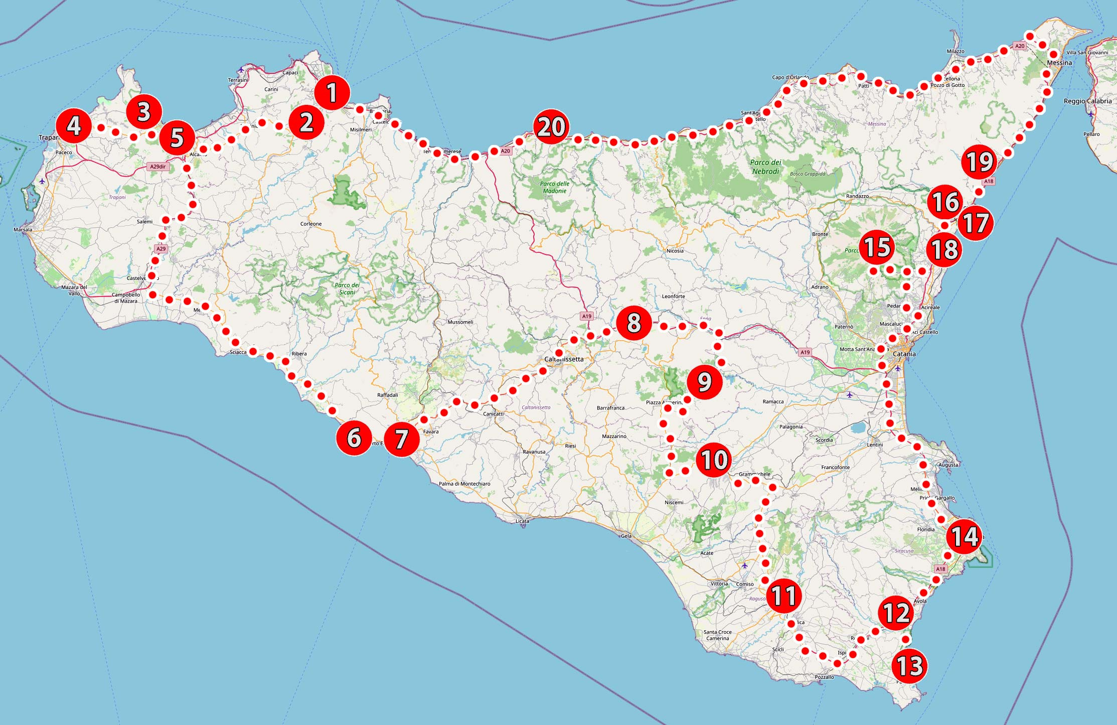 Sicily: The Biggest Attractions (Map, Sightseeing Plan, Monuments with Google Map of Sicily Italy