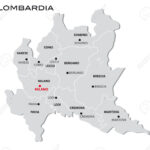 Simple Gray Administrative Map Of Lombardy Region Of Italy Royalty Intended For Map Of Lombardy Region Italy