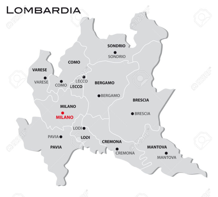 Map of Lombardy Region Italy