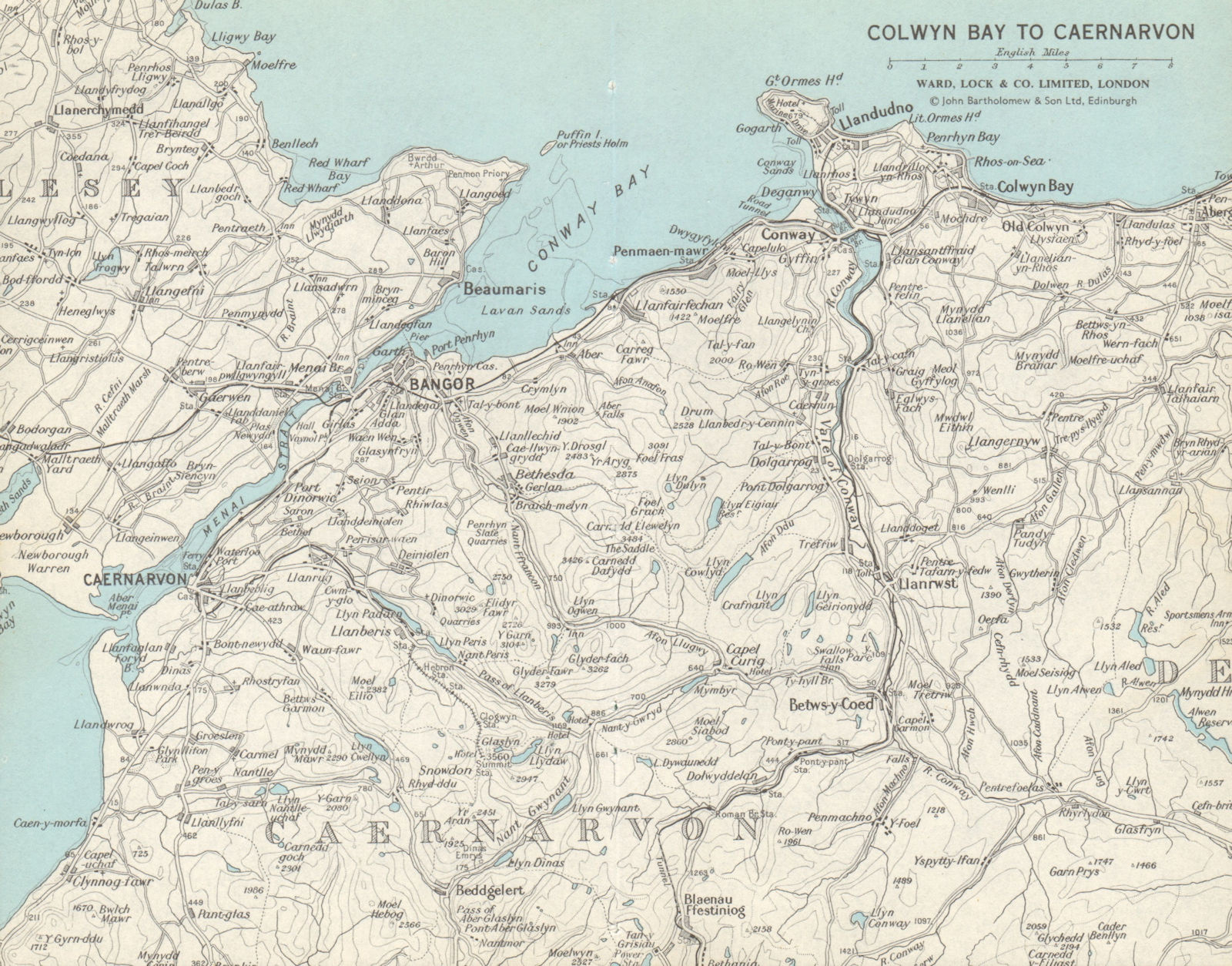 Snowdonia North Llandudno Bangor Menai Strait Caernarvon. Ward in Llandudno Street Map Printable