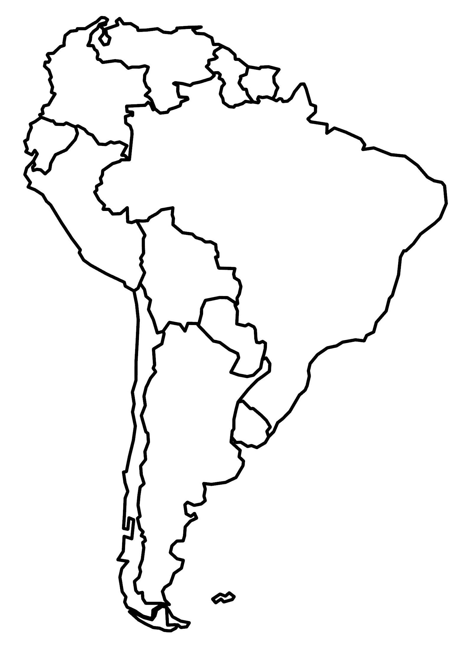 South America Blank Map And Country Outlines - Gis Geography throughout Free Printable Blank Map Of South America