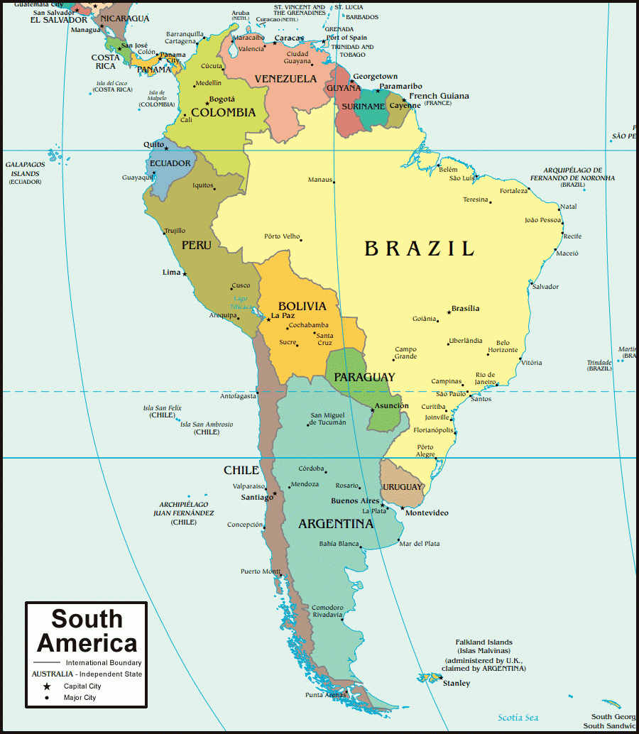 South America Map And Satellite Image with Google Map of North and South America