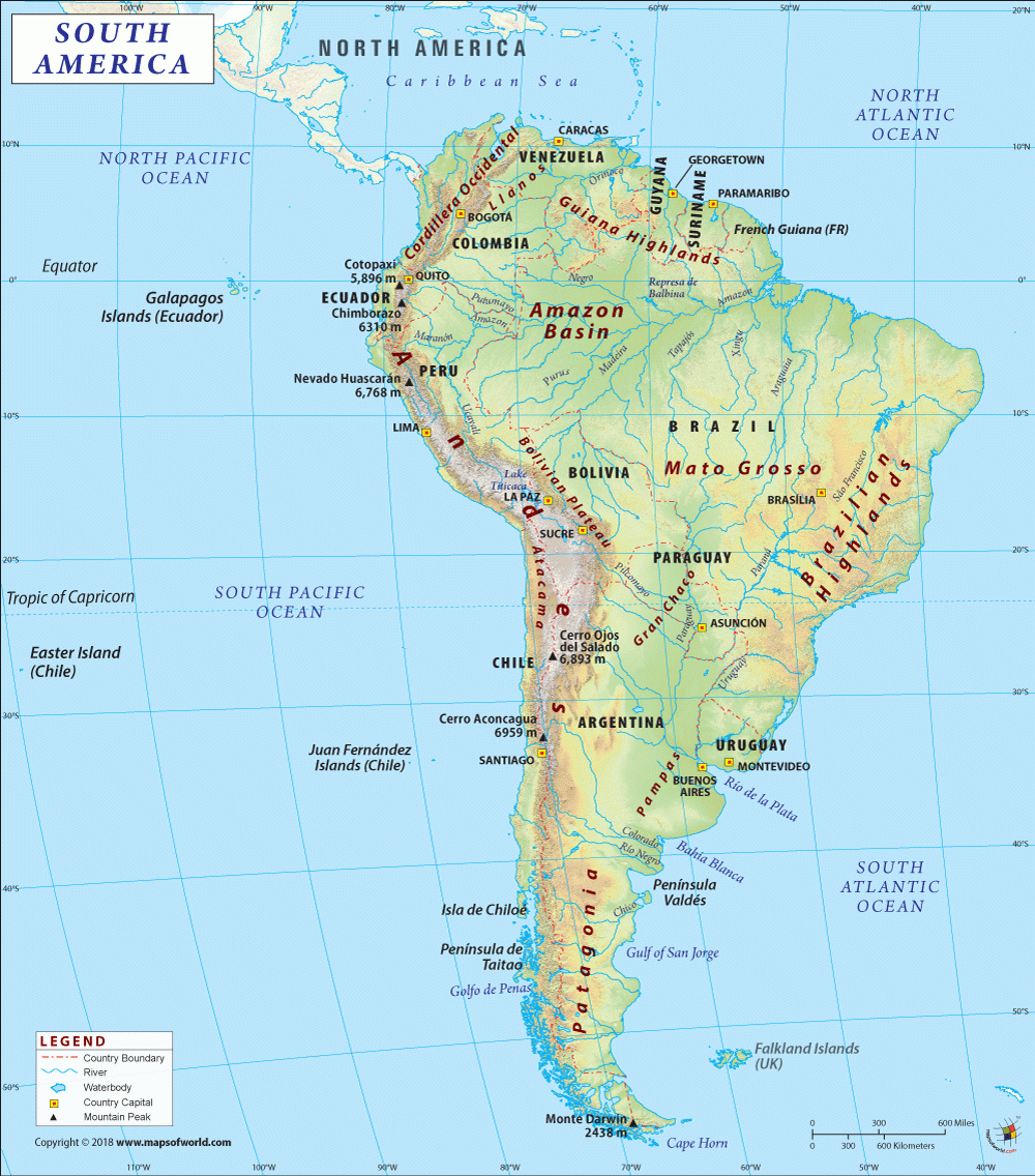 South America Map, Map Of South America, Explore South America&amp;#039;S with North And South America Map With Latitude And Longitude