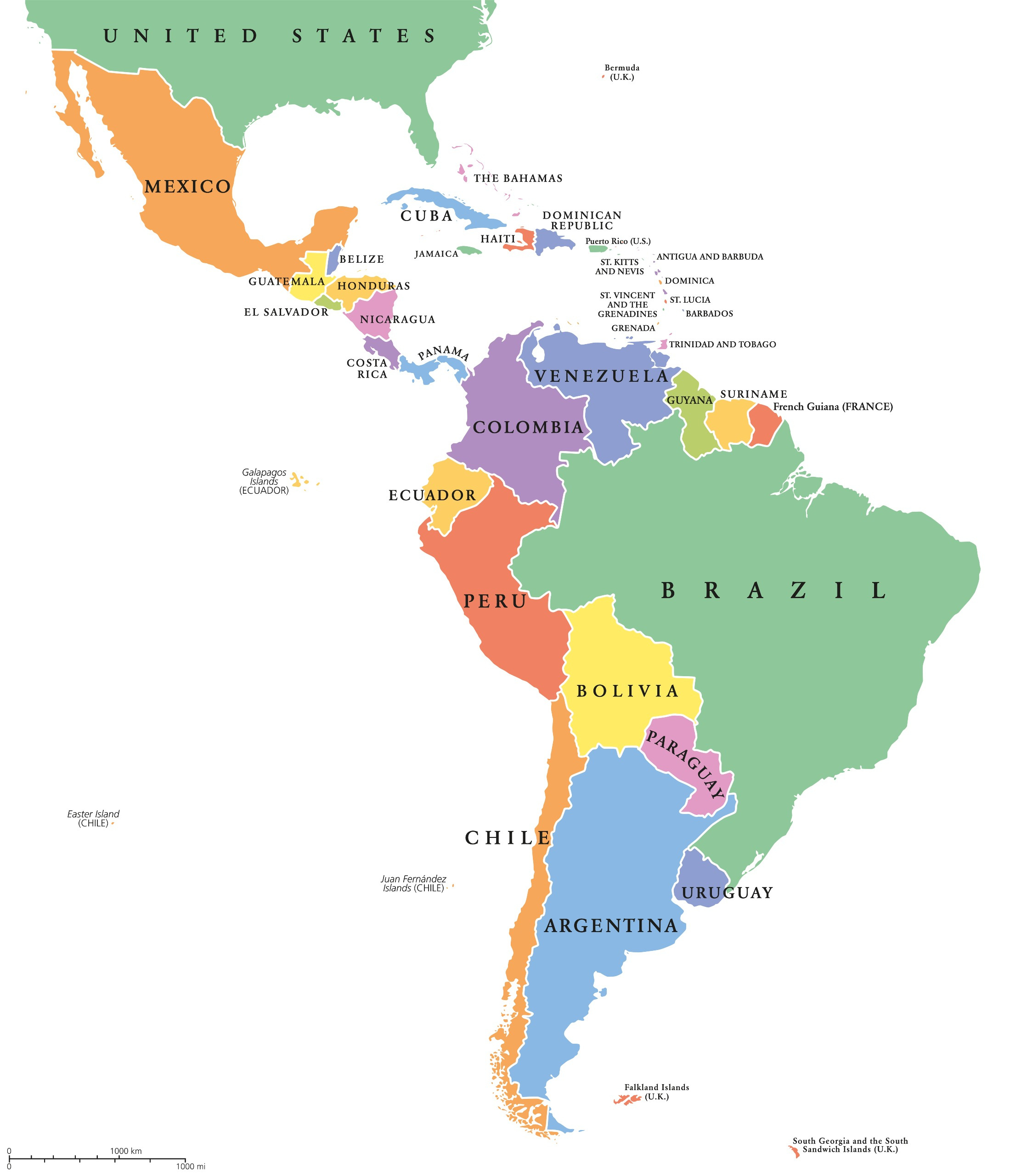 South America Map | Mappr for Map of North and South America with Countries Labeled