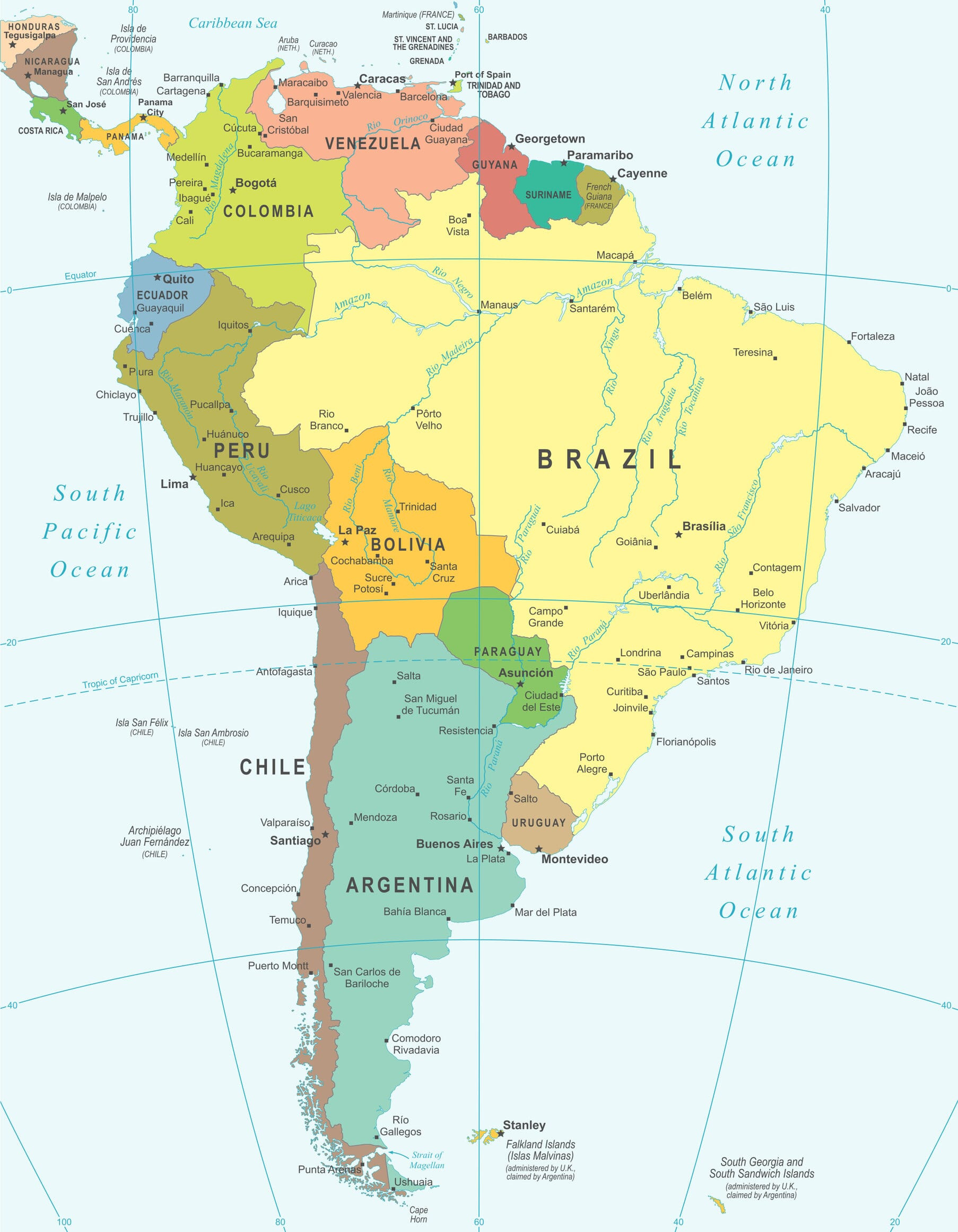 South America Map | Mappr in High Resolution North and South America Map