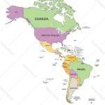 South And North America Political Map In Mercator Vector Image In North America And South America Political Map
