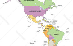 South And North America Political Map In Mercator Vector Image in Political Map Of North And South America
