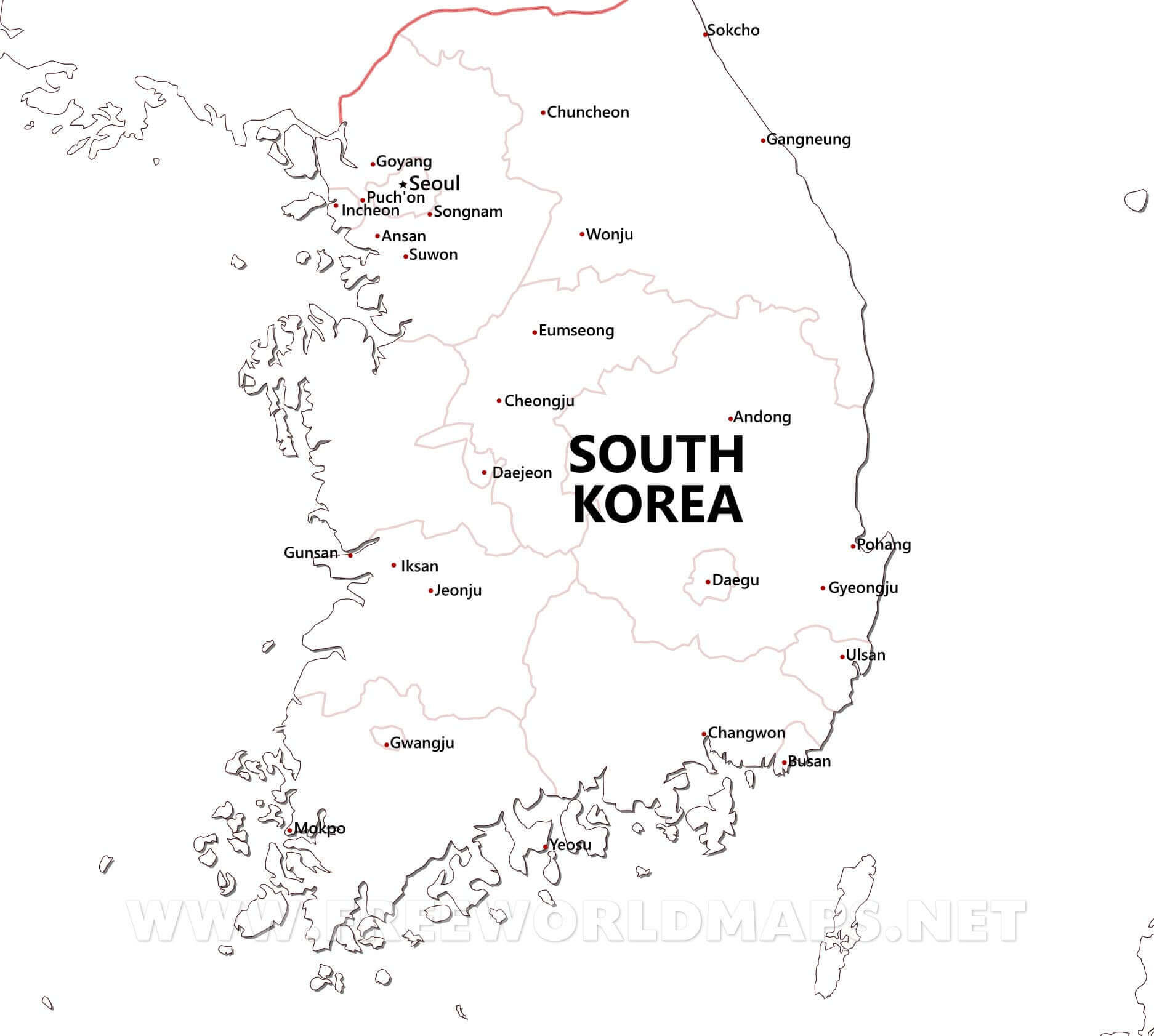 South Korea Maps intended for Free Printable Map Of South Korea