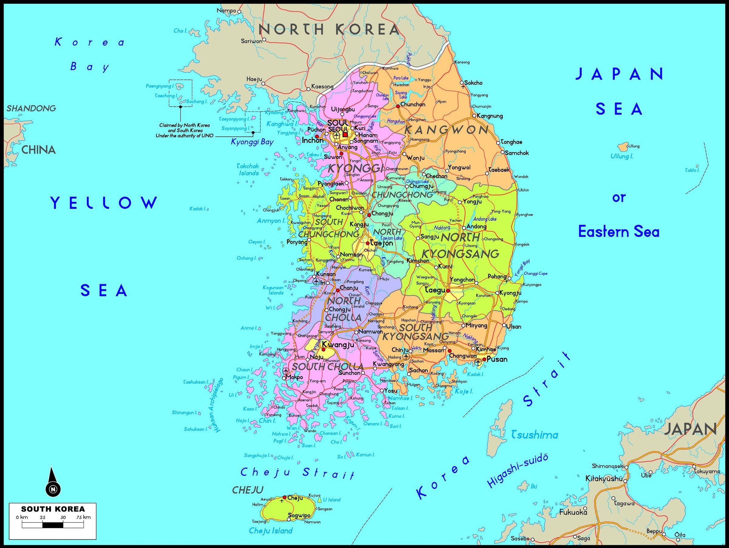 South Korea Maps | Printable Maps Of South Korea For Download intended for Free Printable Map of South Korea