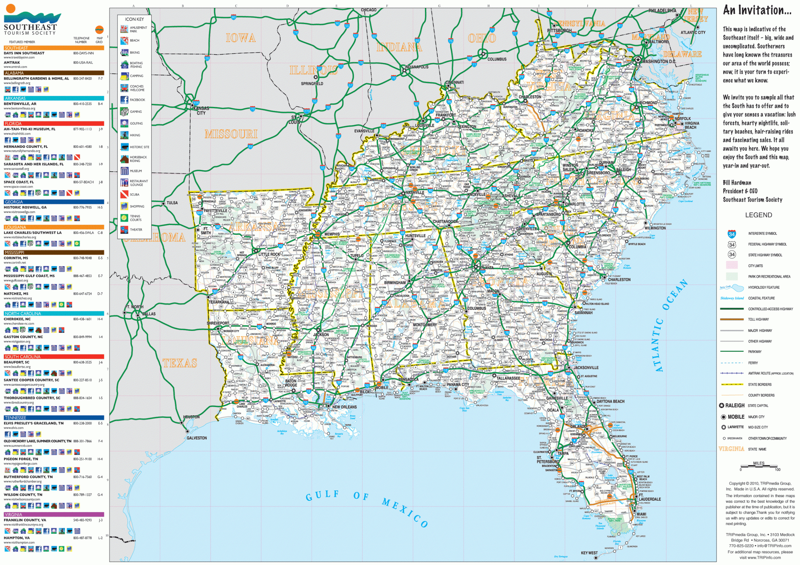 Southeast Usa Road Map for Printable Map Of The Southeast United States