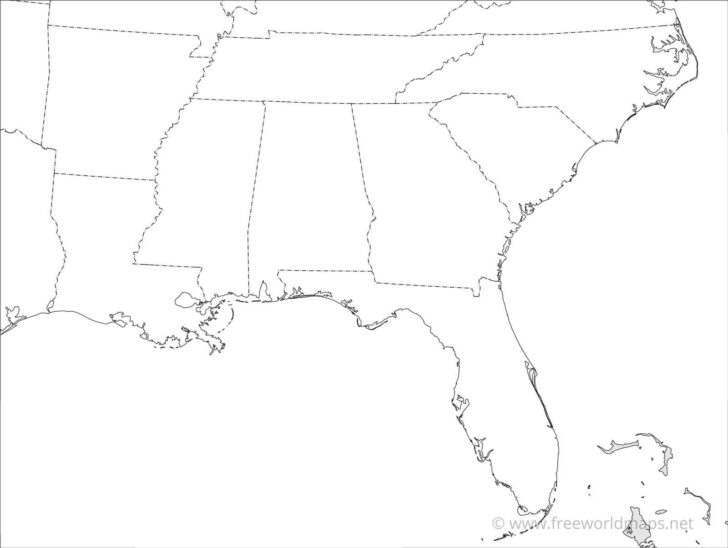 Free Printable Blank Southeast Region Map