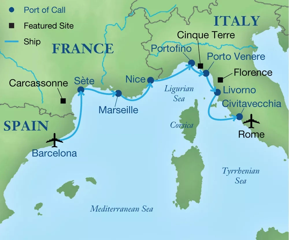 Southern France And The Italian Rivierasea » Palms Travel pertaining to Map Of South Of France And Italian Riviera