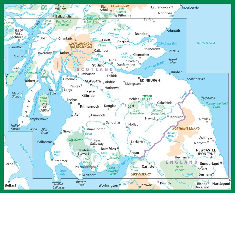 Southern Scotland Os Road Map 3 - Geographica intended for Map Of Southern Scotland And Northern England