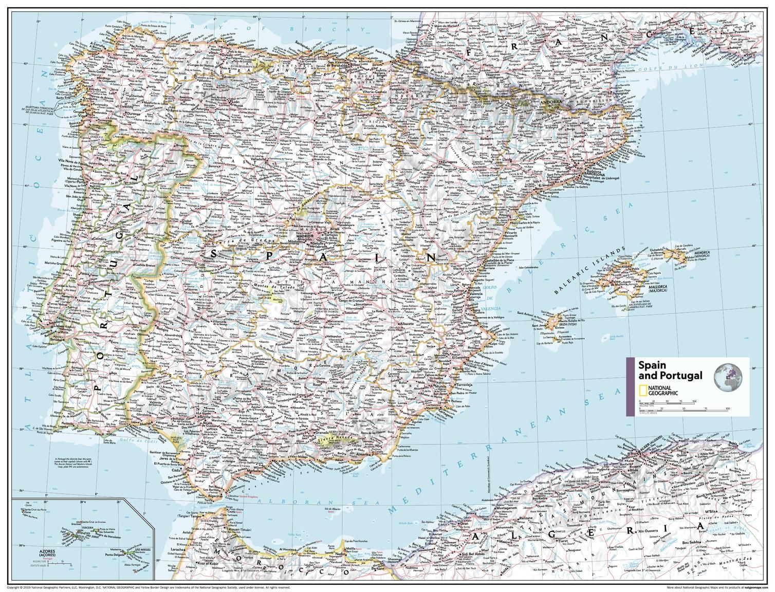 Spain And Portugal - Atlas Of The World, 11Th Edition Map | Stanfords inside Map of Portugal and Spain Detailed