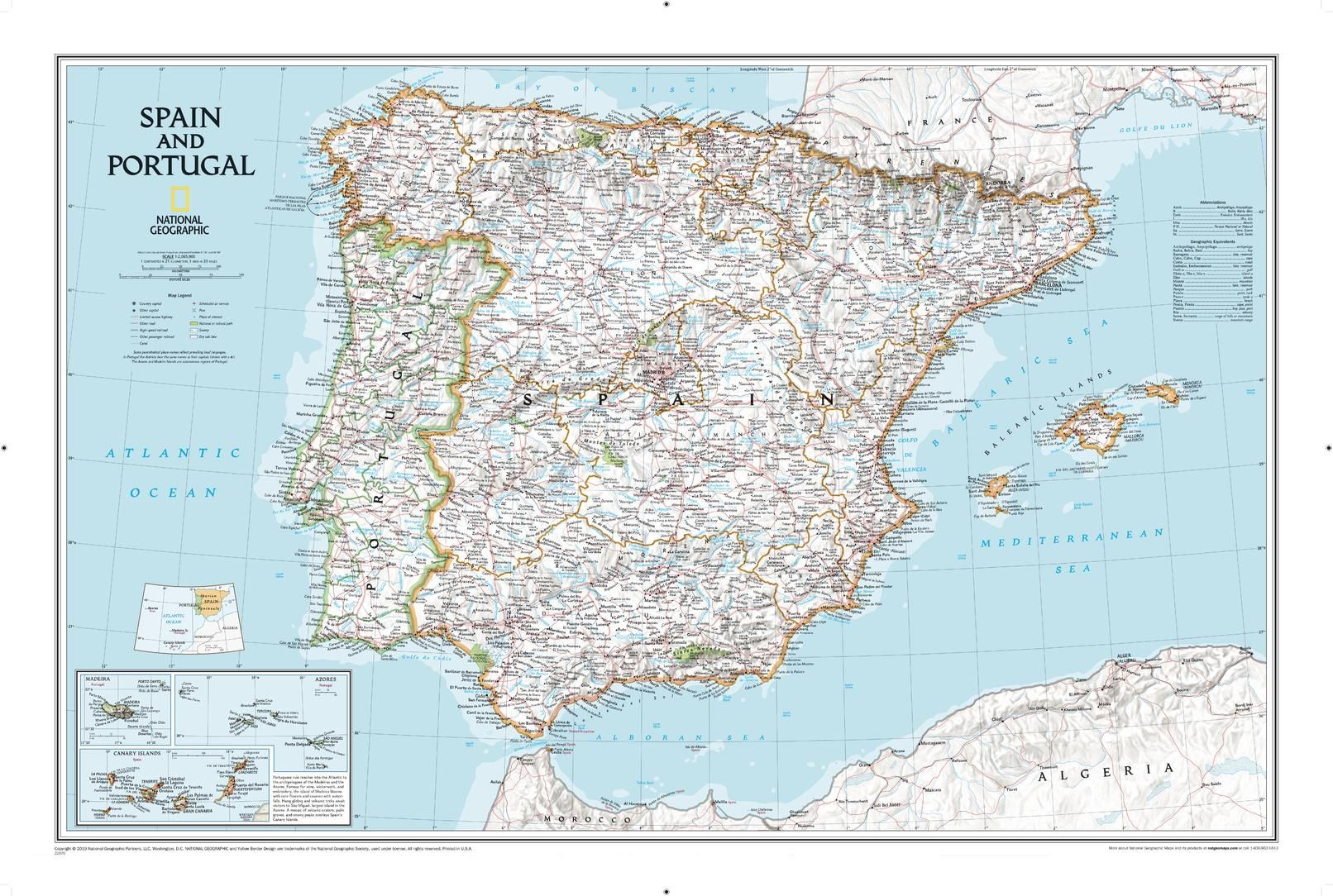 Spain And Portugal Classic Map | Stanfords with Map of Madeira Portugal and Spain