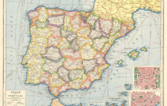 Spain And Portugal; Inset Maps Of Azores; Canary Islands; Madeira with Map of Spain and Portugal and Canary Islands