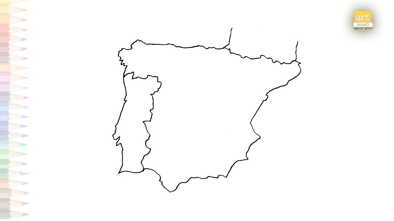 Spain And Portugal Map Drawing | Outline Drawings | How To Draw Spain And Portugal Map Stepstep inside Outline Map of Spain and Portugal