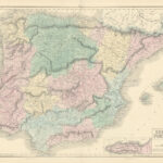 Spain & Portugal [Inset: Gibraltar]Hall, Sidney: (1854) Map With Regard To Map Of Spain Portugal And Gibraltar