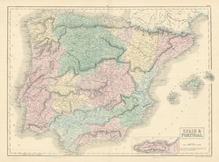 Map of Spain Portugal and Gibraltar