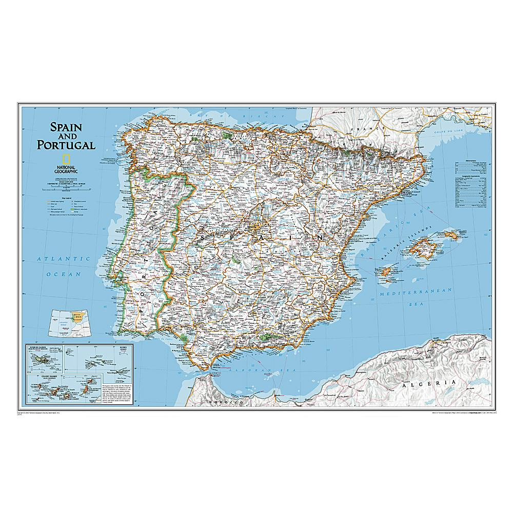 Spain &amp;amp; Portugal Wall Mapnational Geographic - The Map Shop regarding Maps of Spain and Portugal