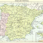 Spain. Spain And Portugal; Inset Map Of Strait Of Gibraltar; Small Map 1912 Intended For Map Of Spain Portugal And Gibraltar