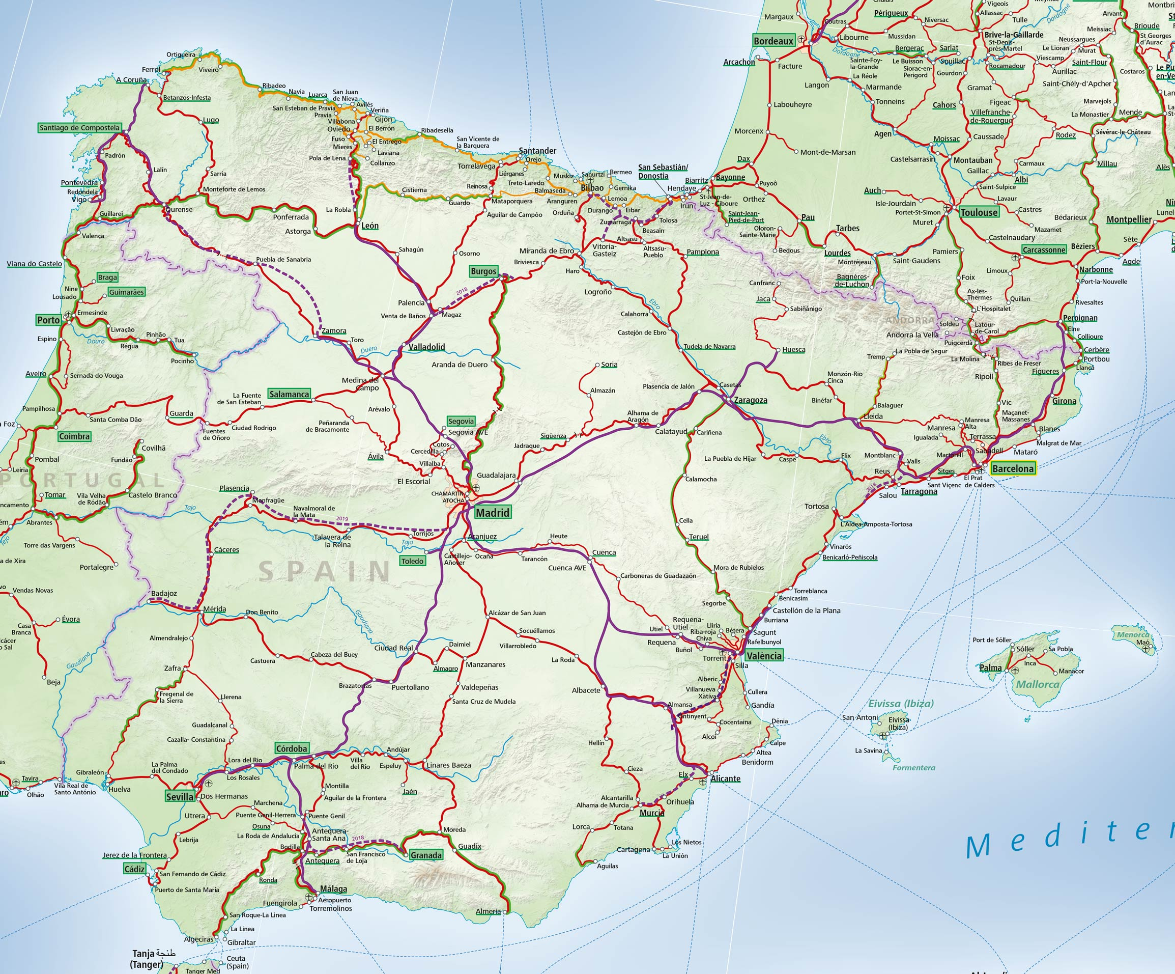 Spain Train Map – Acp Rail in Train Map of Portugal and Spain
