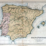 Stock Foto „Old Map Of Spain & Portugal, 1870“ | Adobe Stock Throughout Old Map Of Spain And Portugal