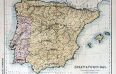 Stock-Foto „Old Map Of Spain &amp; Portugal, 1870“ | Adobe Stock throughout Old Map of Spain and Portugal