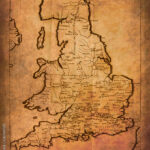 Stock Foto „Old Map Of The Island Of Great Britain, With England With Old Map Of England And Scotland