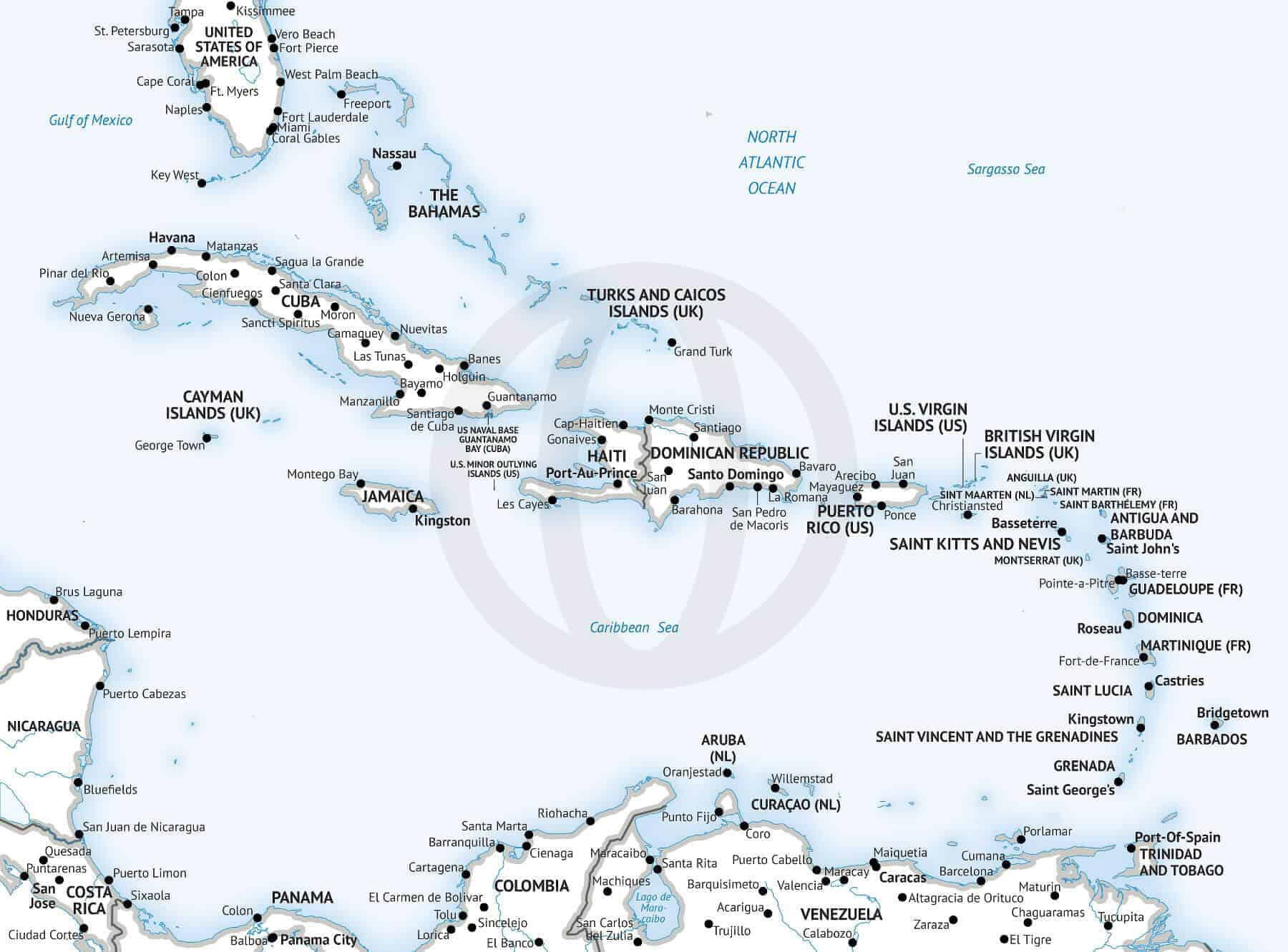 Stock Vector Map Of The Caribbean | One Stop Map in Free Printable Map Of Caribbean Islands