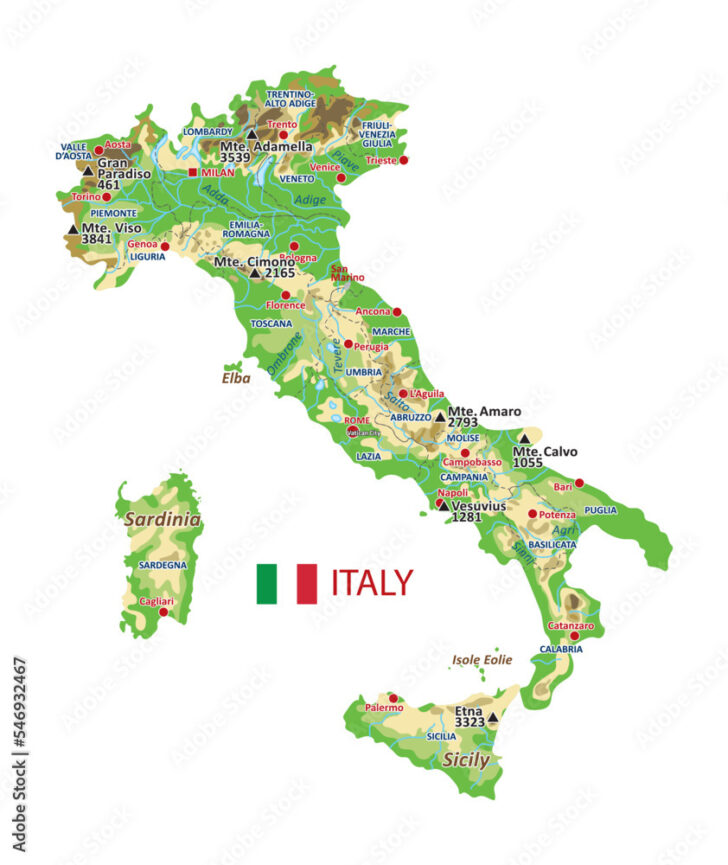 Map of Italy with Rivers Map of Italy with Rivers