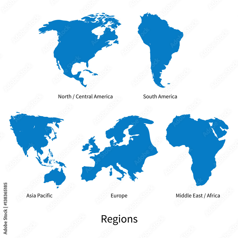 Stock-Vektorgrafik „Detailed Vector Map Of North - Central America with regard to Central North And South America Map