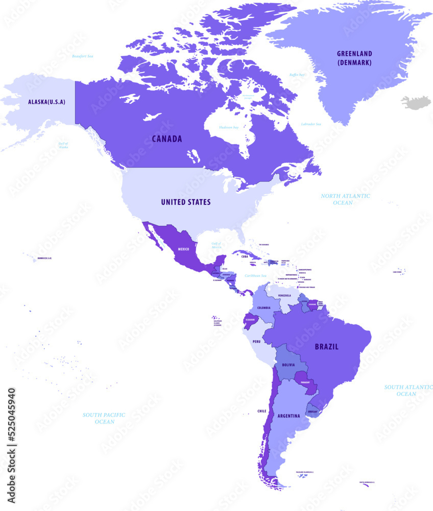 Stock-Vektorgrafik „アメリカ大陸地図 Map Of North And South for Map Of North And South America Continent