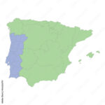 Stock Vektorgrafik „High Quality Political Map Of Spain And With Political Map Of Spain And Portugal