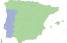 Stock-Vektorgrafik „High Quality Political Map Of Spain And with Political Map Of Spain And Portugal